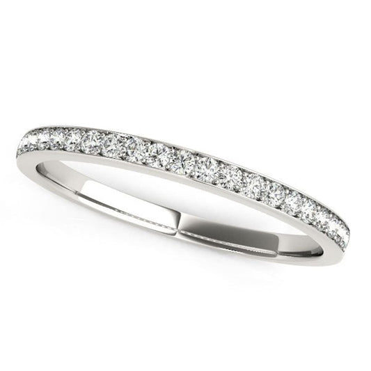 14k White Gold Prong Setting Round Diamond Wedding Band (1/5 cttw) | Richard Cannon