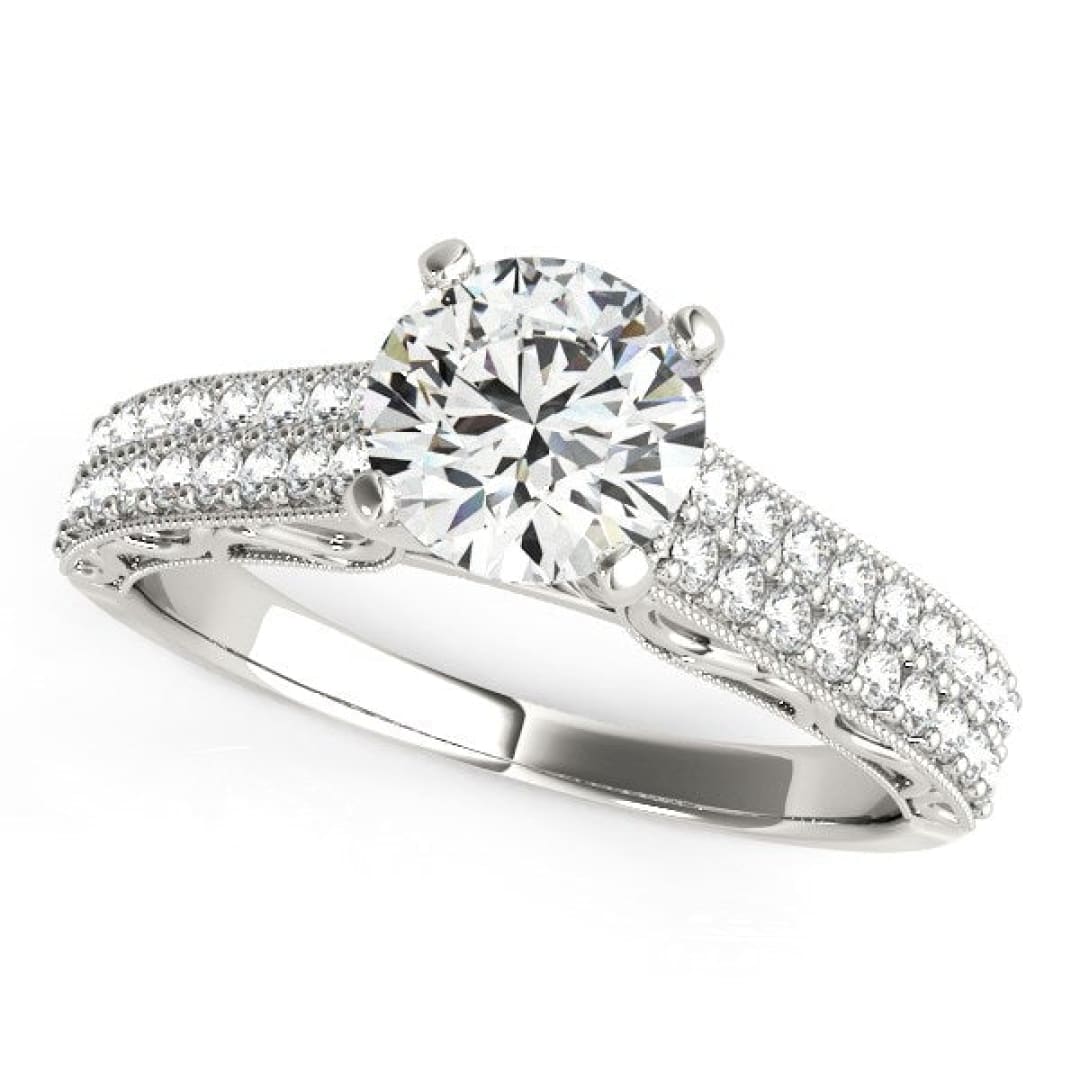14k White Gold Pronged Diamond Antique Style Engagement Ring (1 1/3 cttw) | Richard