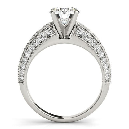 14k White Gold Pronged Round Antique Diamond Engagement Ring (1 1/2 cttw) | Richard