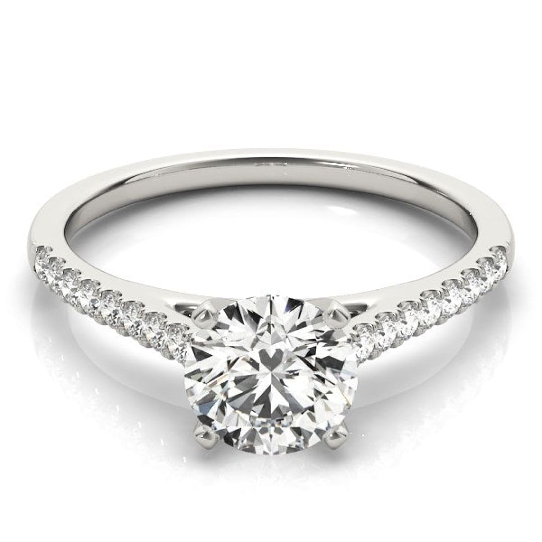 14k White Gold Pronged Round Diamond Engagement Ring (1 5/8 cttw) | Richard Cannon Jewelry