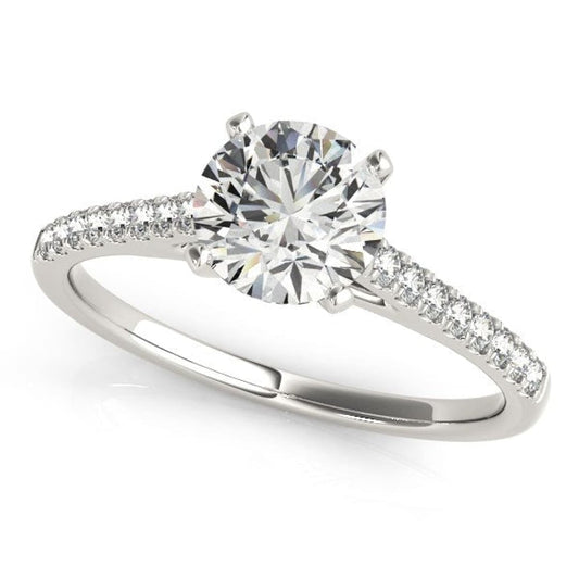 14k White Gold Pronged Round Diamond Engagement Ring (1 5/8 cttw) | Richard Cannon Jewelry