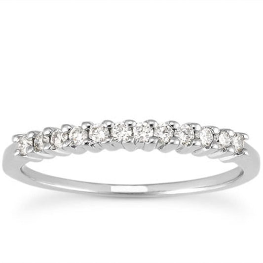 14k White Gold Raised Shared Prong Diamond Wedding Ring Band | Richard Cannon Jewelry