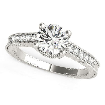 14k White Gold Round Antique Style Diamond Engagement Ring (1 1/8 cttw) | Richard Cannon