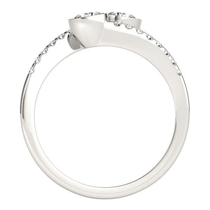 14k White Gold Round Bezel Setting Two Stone Diamond Ring (5/8 cttw) | Richard Cannon