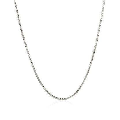 14k White Gold Round Box Chain 1.35 mm | Richard Cannon Jewelry