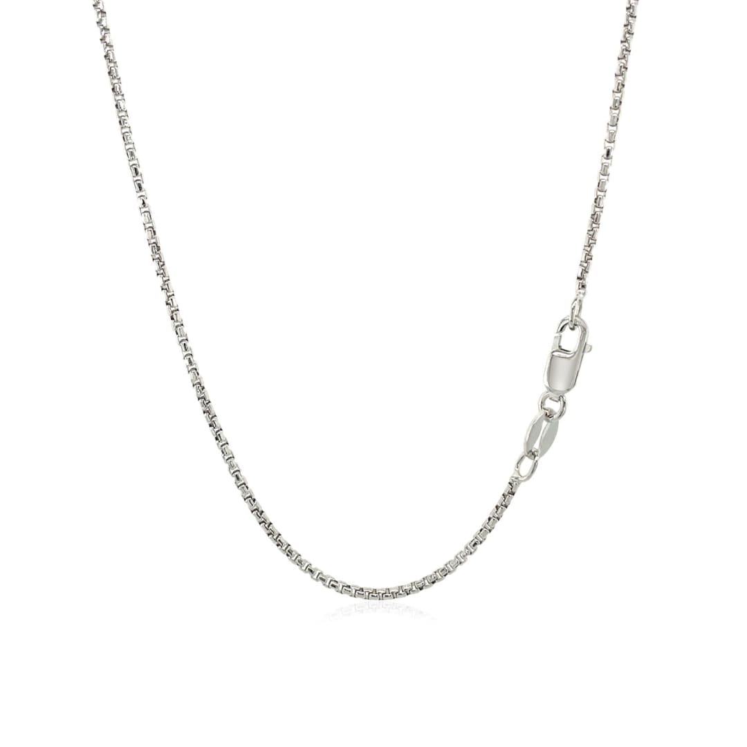 14k White Gold Round Box Chain 1.35 mm | Richard Cannon Jewelry