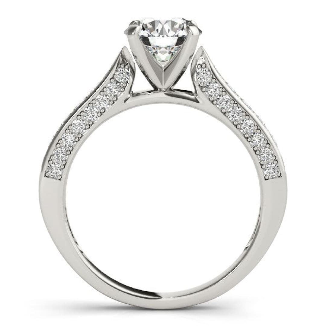 14k White Gold Round Cathedral Diamond Engagement Ring (1 1/2 cttw) | Richard Cannon