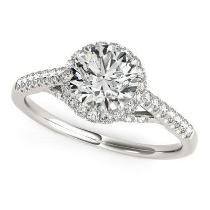 14k White Gold Round Cut Pave Set Shank Diamond Engagement Ring (1 3/8 cttw) | Richard