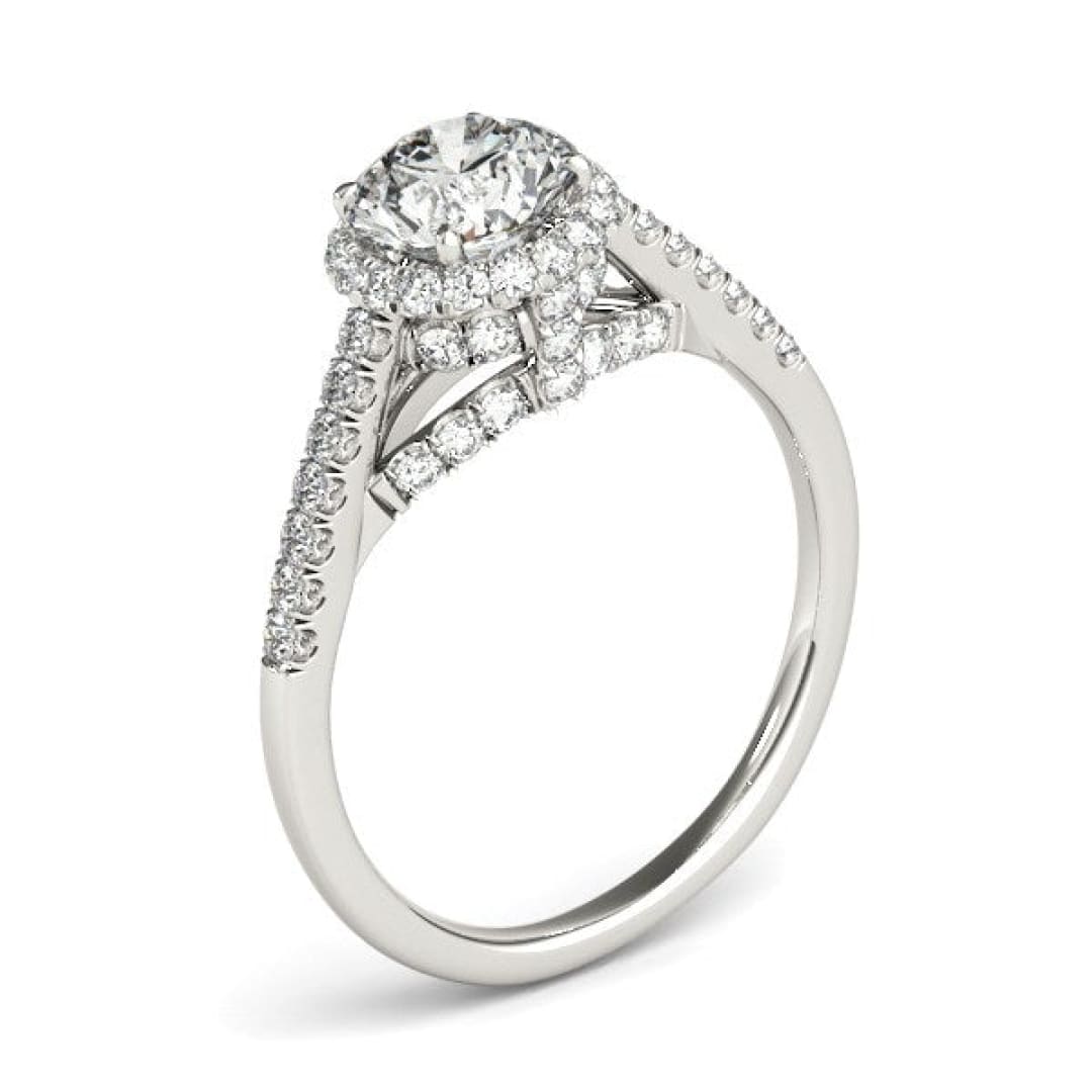 14k White Gold Round Cut Pave Set Shank Diamond Engagement Ring (1 3/8 cttw) | Richard