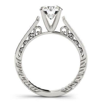 14k White Gold Round Diamond Antique Style Engagement Ring (1 1/8 cttw) | Richard Cannon