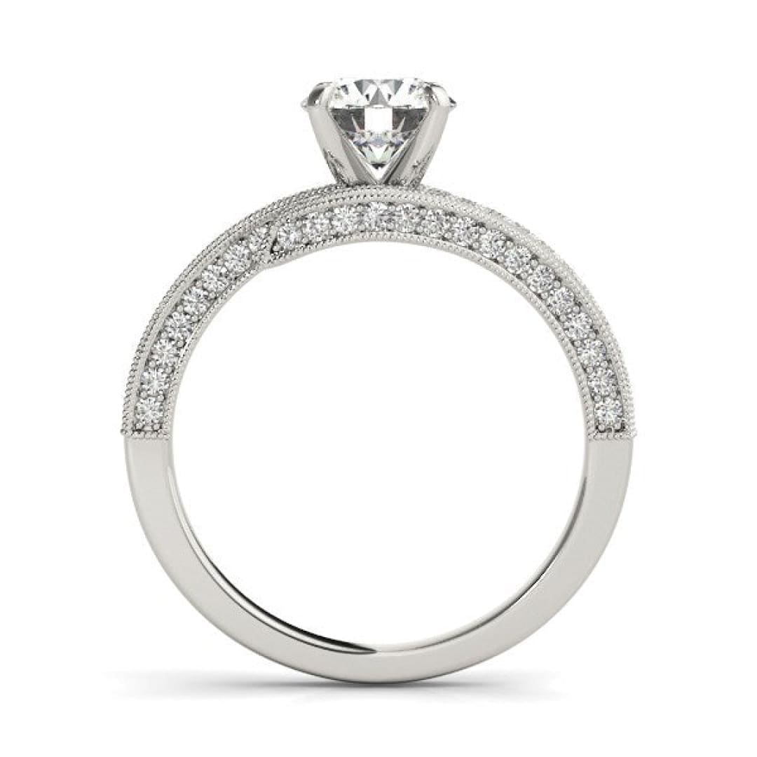 14k White Gold Round Diamond Bypass Style Engagement Ring (1 1/2 cttw) | Richard Cannon