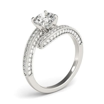 14k White Gold Round Diamond Bypass Style Engagement Ring (1 1/2 cttw) | Richard Cannon