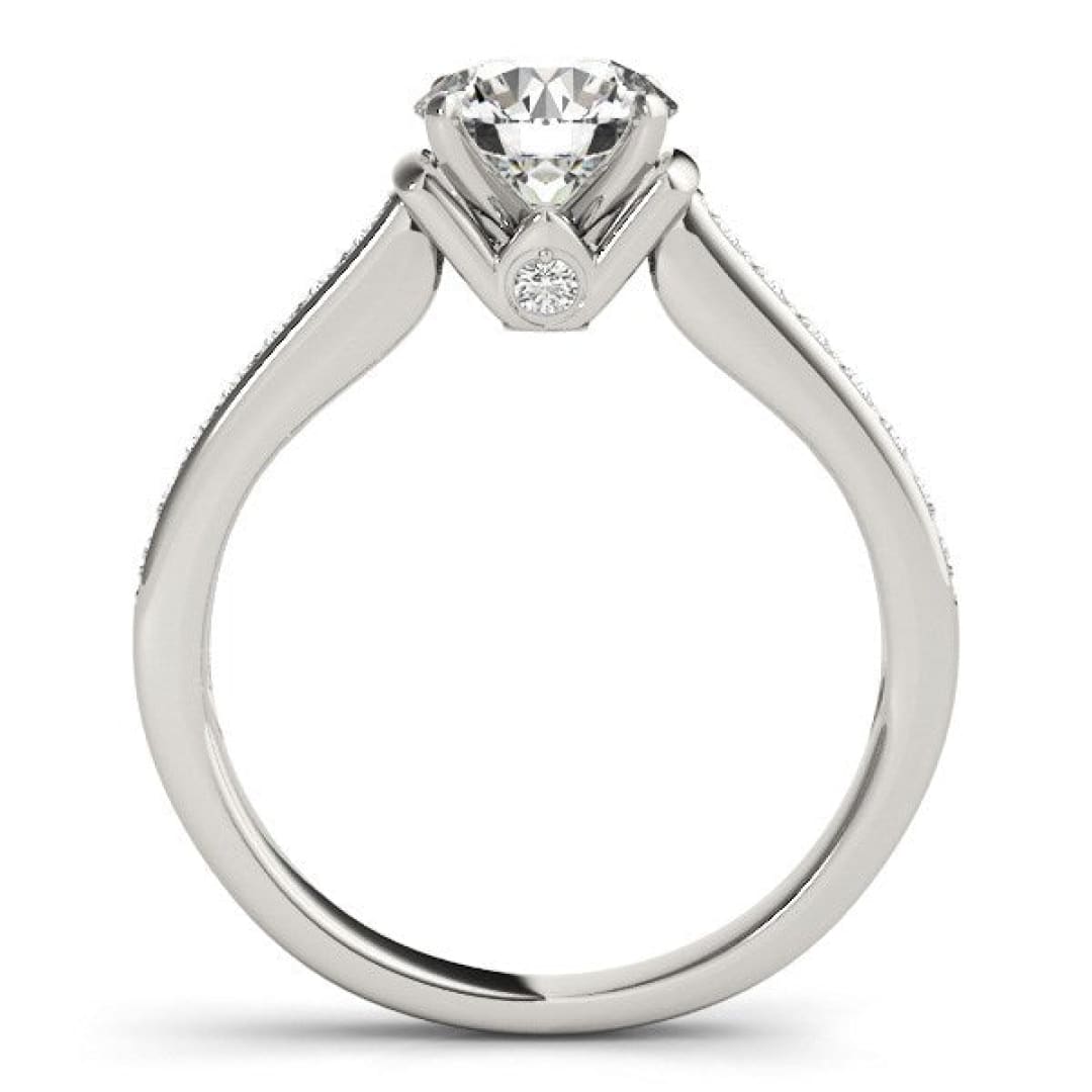 14k White Gold Round Diamond Engagement Ring Band Stones (1 1/8 cttw) | Richard Cannon