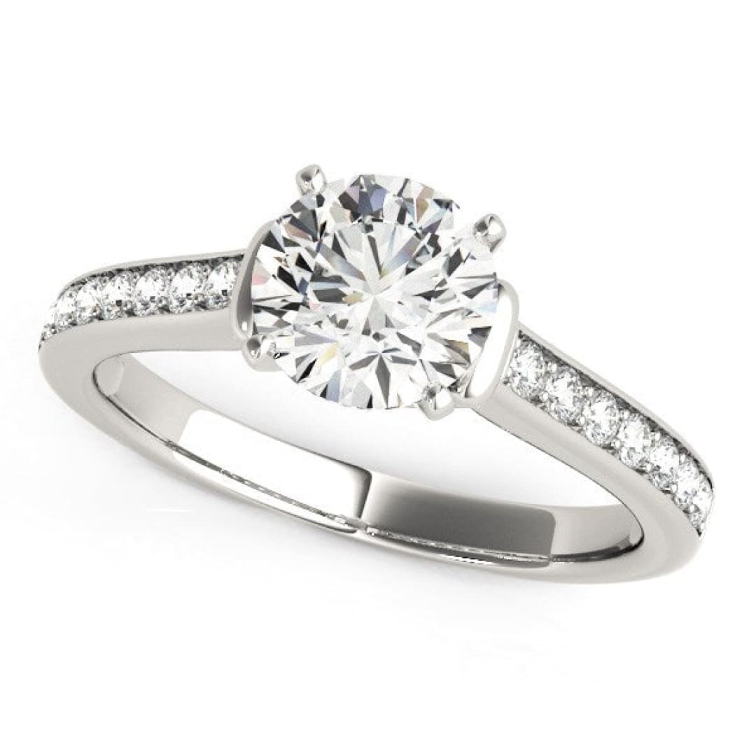 14k White Gold Round Diamond Engagement Ring Band Stones (1 1/8 cttw) | Richard Cannon