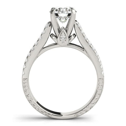 14k White Gold Round Diamond Engagement Ring with Pave Band (2 cttw) | Richard Cannon