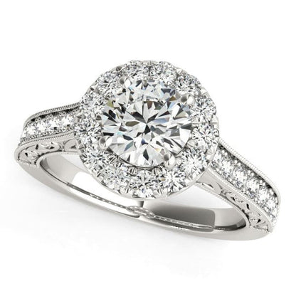 14k White Gold Round Diamond Engagement Ring with Stylish Shank (1 5/8 cttw) | Richard