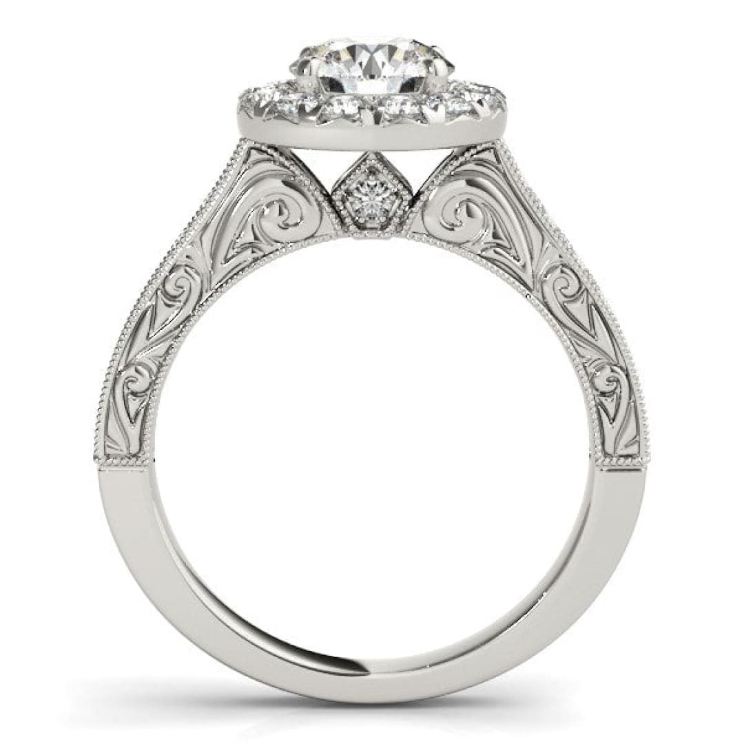 14k White Gold Round Diamond Engagement Ring with Stylish Shank (1 5/8 cttw) | Richard