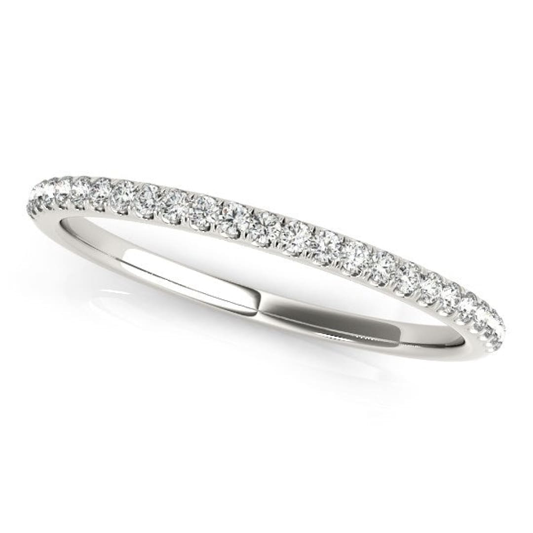 14k White Gold Round Diamond Pave Set Wedding Band (1/8 cttw) | Richard Cannon Jewelry