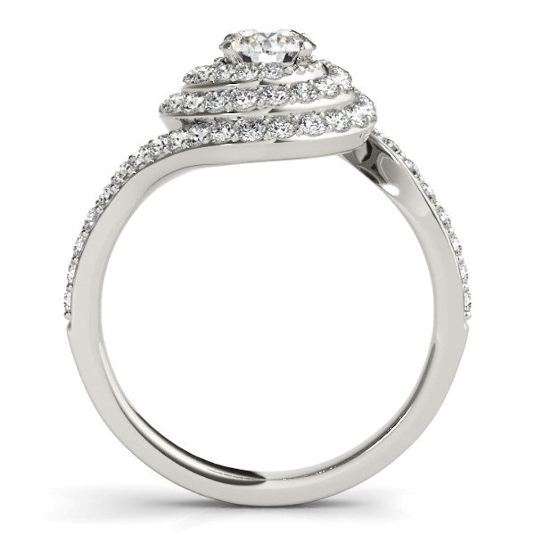 14k White Gold Round Diamond Spiral Design Engagement Ring (1 1/8 cttw) | Richard Cannon