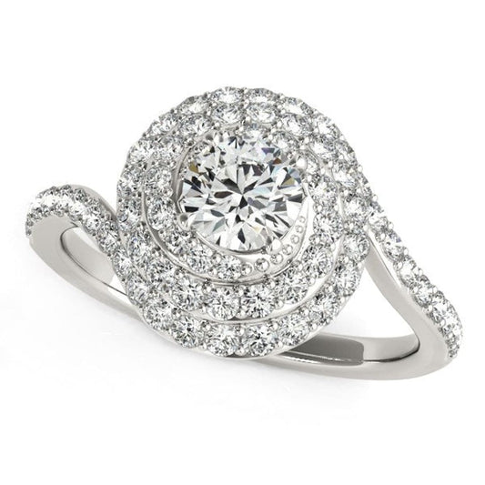 14k White Gold Round Diamond Spiral Design Engagement Ring (1 1/8 cttw) | Richard Cannon