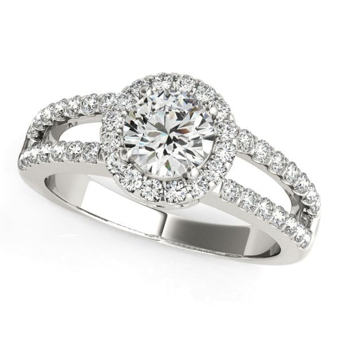 14k White Gold Round Diamond Split Shank Design Engagement Ring (7/8 cttw) | Richard