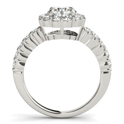 14k White Gold Round Floral Motif Diamond Engagement Ring (1 5/8 cttw) | Richard Cannon