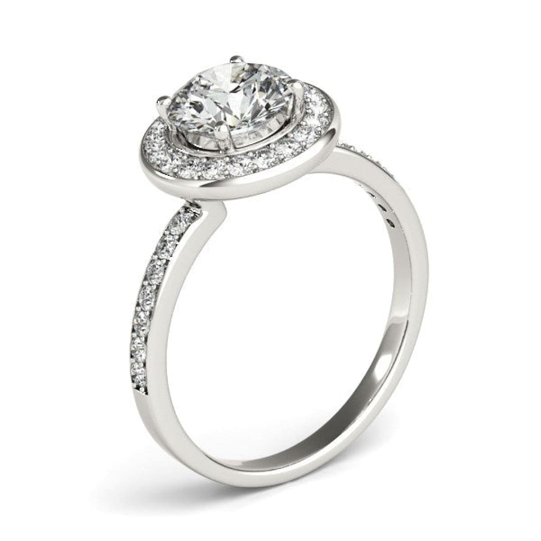 14k White Gold Round Halo Diamond Engagement Ring (1 1/2 cttw) | Richard Cannon Jewelry