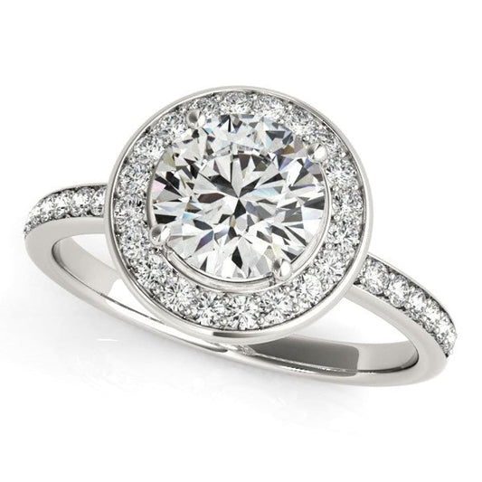 14k White Gold Round Halo Diamond Engagement Ring (1 1/2 cttw) | Richard Cannon Jewelry