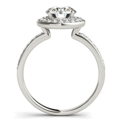 14k White Gold Round Halo Diamond Engagement Ring (1 1/2 cttw) | Richard Cannon Jewelry