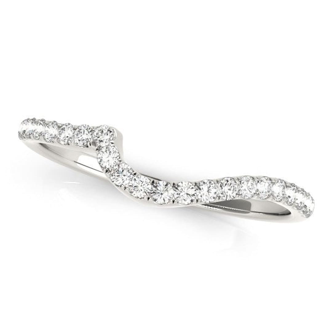 14k White Gold Round Pave Setting Curved Diamond Wedding Ring (1/5 cttw) | Richard Cannon