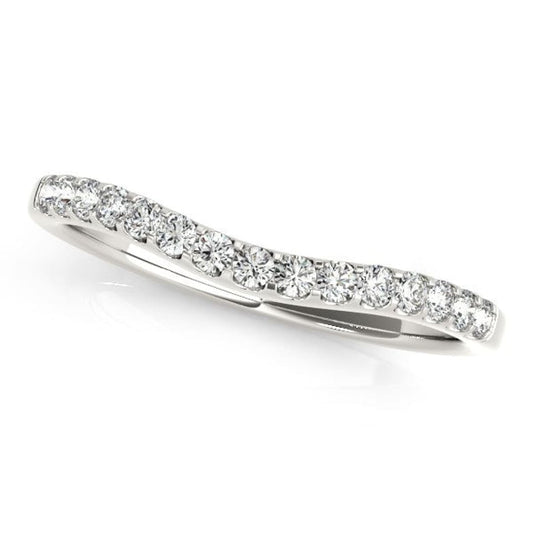 14k White Gold Round Pave Setting Curvy Diamond Wedding Band (1/4 cttw) | Richard Cannon