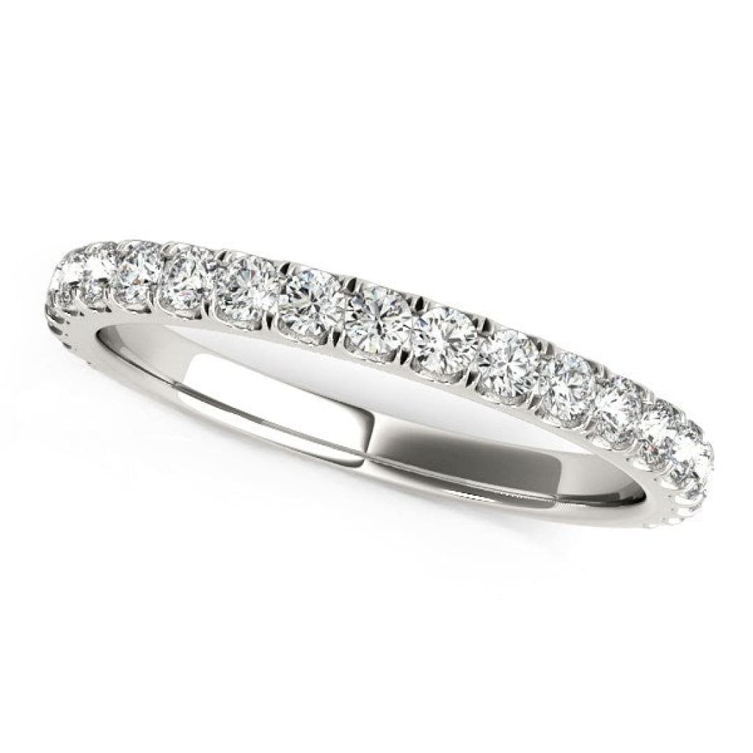 14k White Gold Round Pave Setting Diamond Wedding Band (3/8 cttw) | Richard Cannon Jewelry