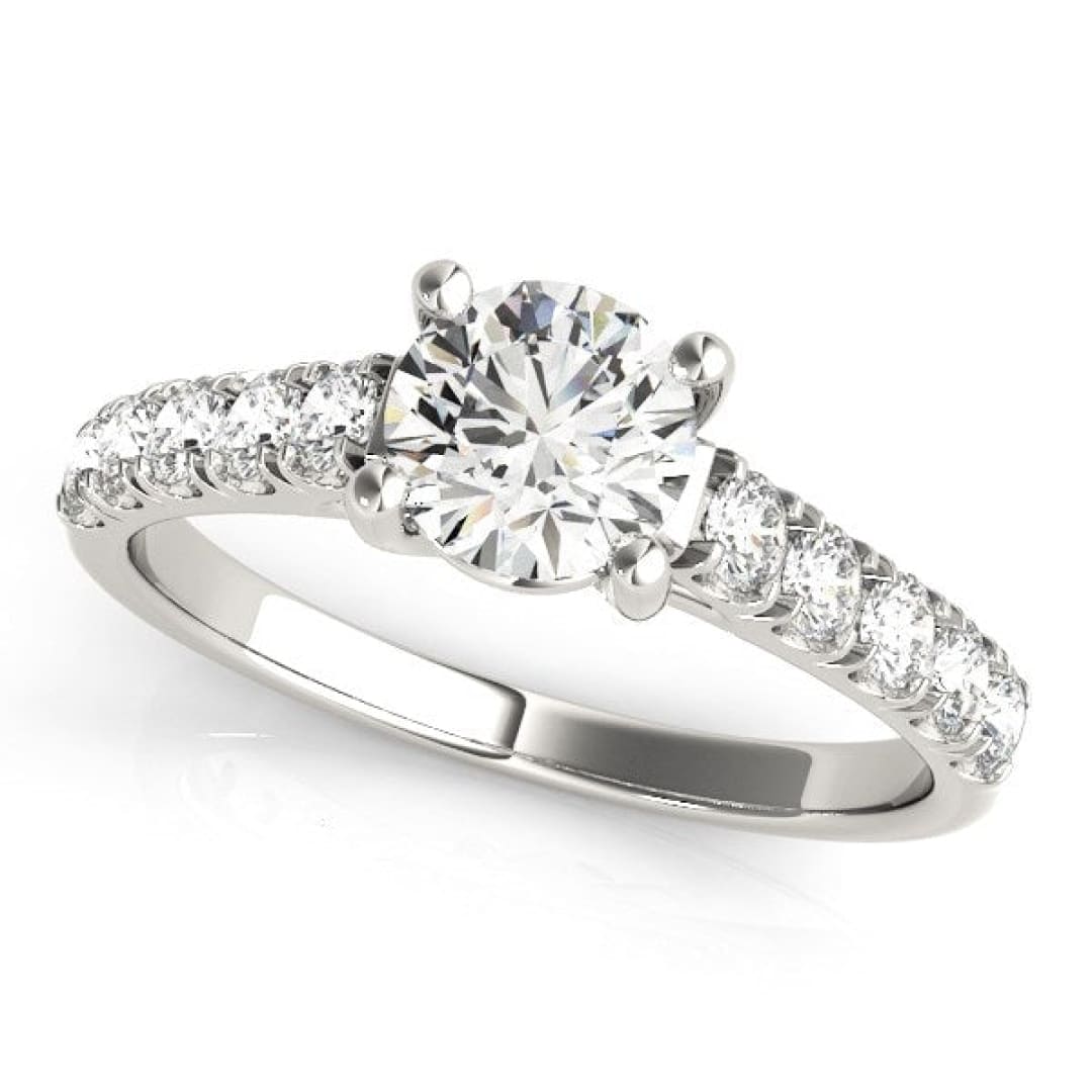 14k White Gold Round Trellis Setting Diamond Engagement Ring (1 cttw) | Richard Cannon