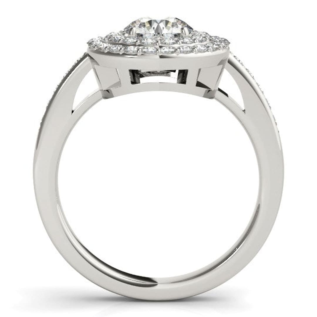 14k White Gold Round with Two-Row Halo Diamond Engagement Ring (1 1/2 cttw) | Richard