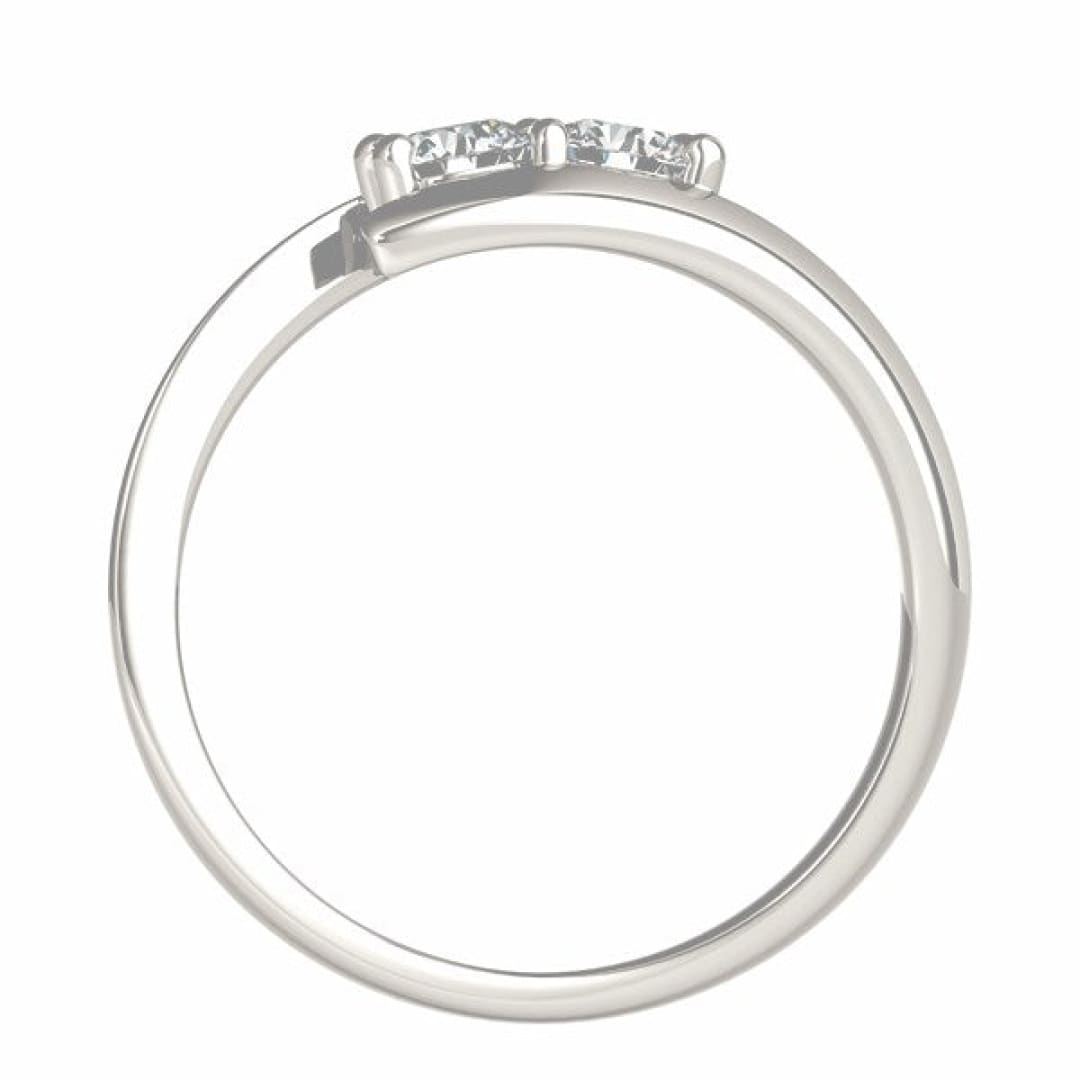 14k White Gold Round Two Stone Common Prong Diamond Ring (1/2 cttw) | Richard Cannon