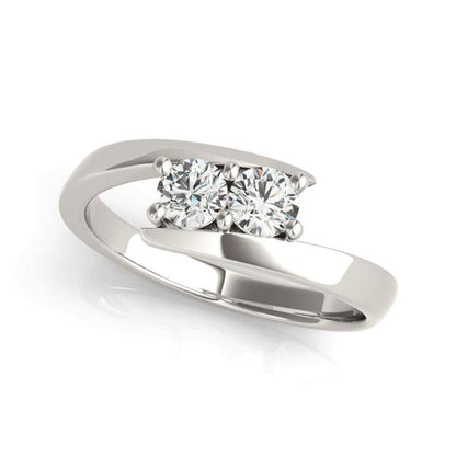 14k White Gold Round Two Stone Common Prong Diamond Ring (1/2 cttw) | Richard Cannon