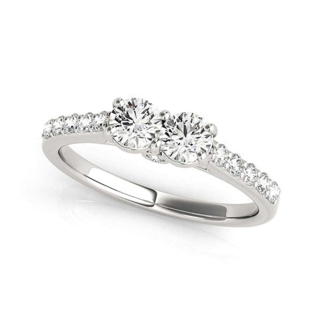 14k White Gold Round Two Stone Diamond Ring (3/4 cttw) | Richard Cannon Jewelry