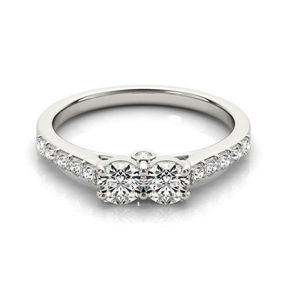 14k White Gold Round Two Stone Diamond Ring (3/4 cttw) | Richard Cannon Jewelry