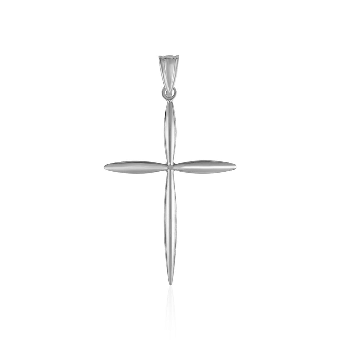 14k White Gold Rounded and Pointed Cross Pendant | Richard Cannon Jewelry