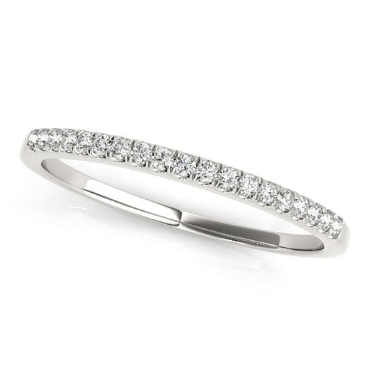14k White Gold Scallop Pave Set Diamond Wedding Ring (1/8 cttw) | Richard Cannon Jewelry