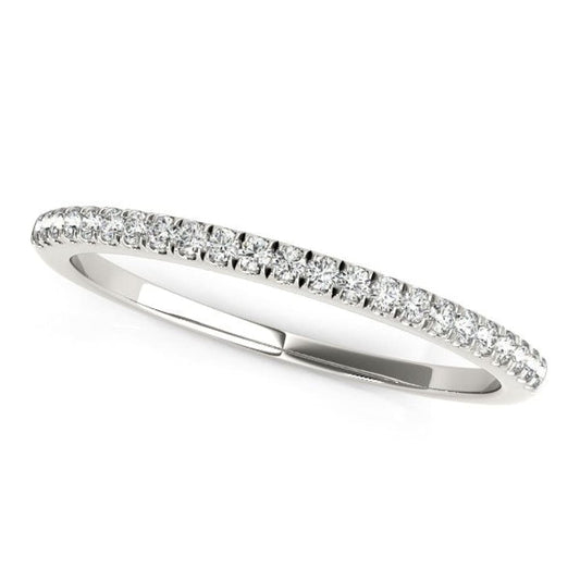 14k White Gold Scallop Style Setting Diamond Wedding Band (1/8 cttw) | Richard Cannon