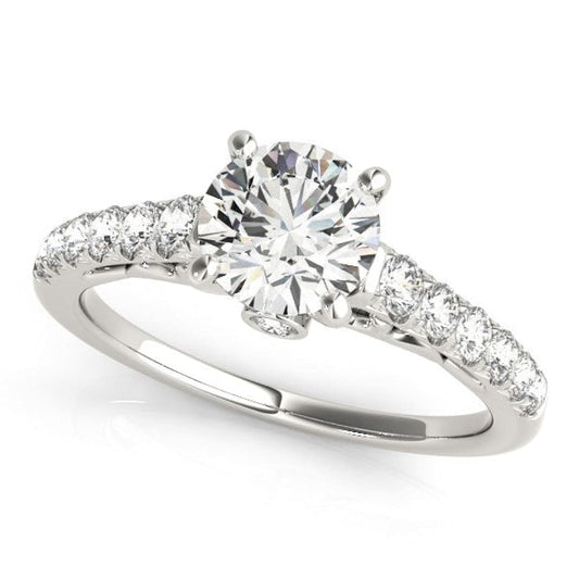 14k White Gold Scalloped Single Row Band Diamond Engagement Ring (1 3/8 cttw) | Richard