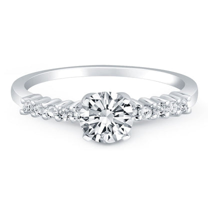 14k White Gold Shared Prong Accent Diamond Engagement Ring | Richard Cannon Jewelry