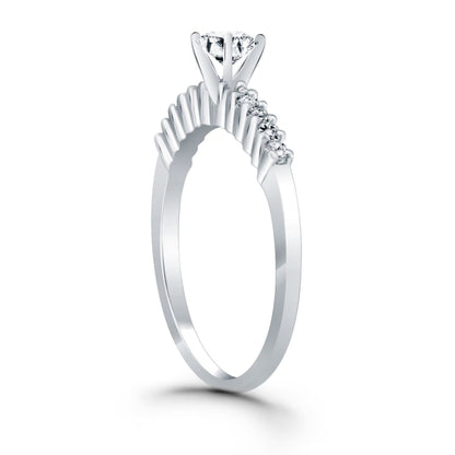 14k White Gold Shared Prong Accent Diamond Engagement Ring | Richard Cannon Jewelry