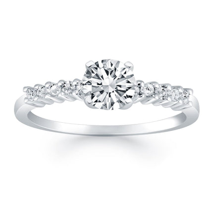 14k White Gold Shared Prong Accent Diamond Engagement Ring | Richard Cannon Jewelry