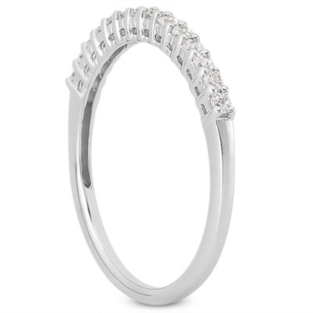 14k White Gold Shared Prong Diamond Wedding Ring Band with Airline Gallery | Richard