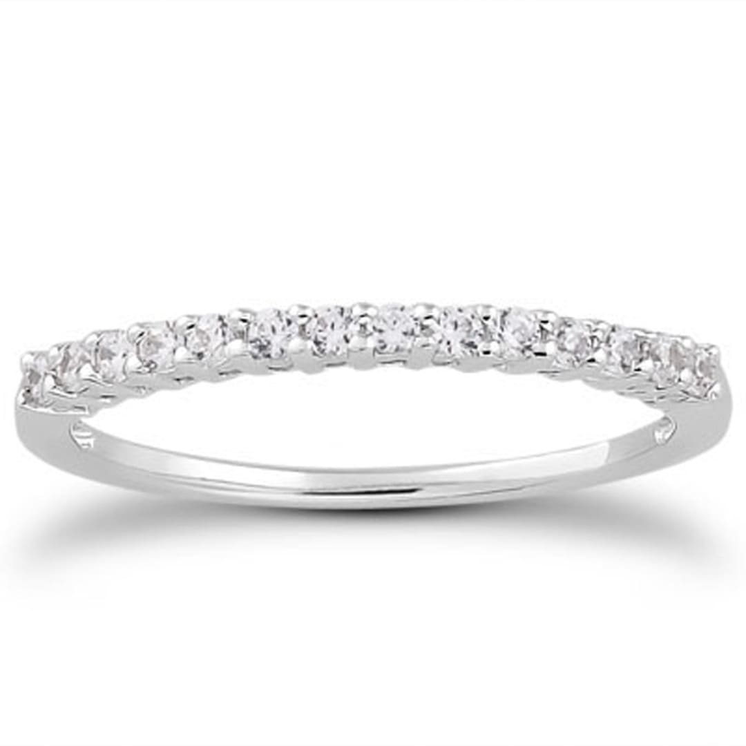 14k White Gold Shared Prong Diamond Wedding Ring Band with Airline Gallery | Richard