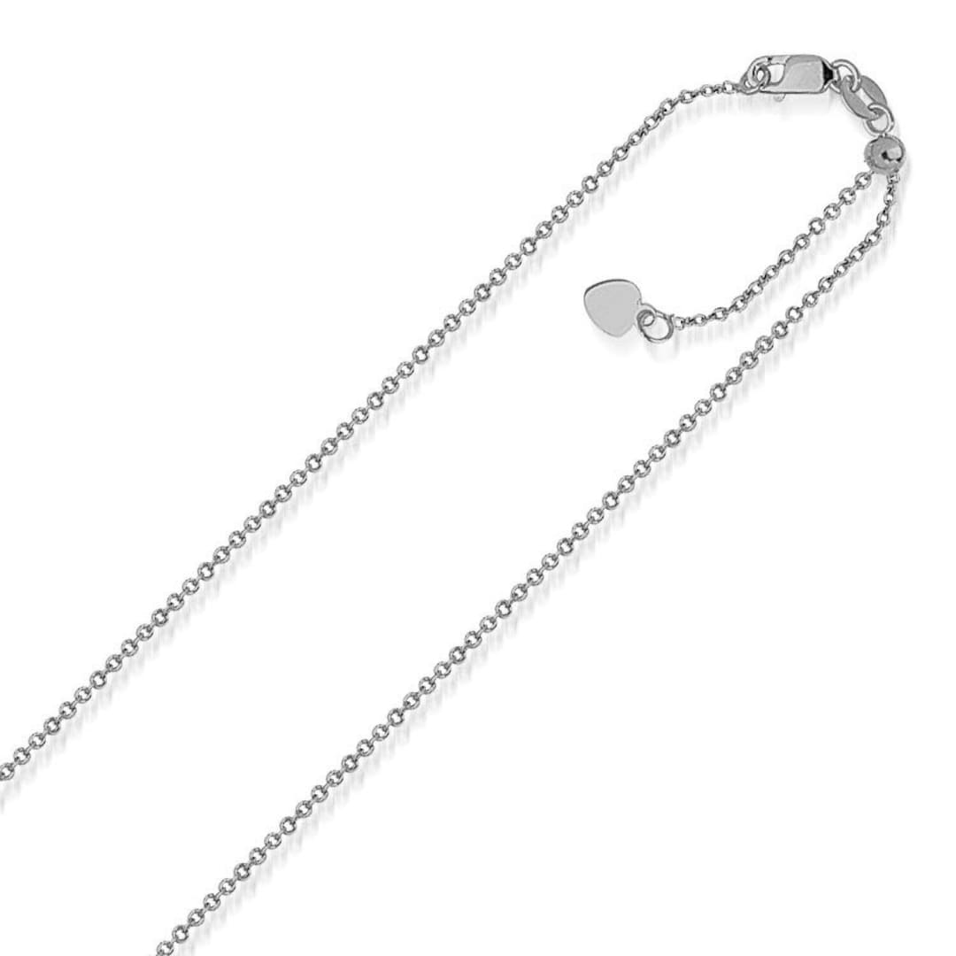 14k White Gold Singapore Style Adjustable Chain (1.1 mm) | Richard Cannon Jewelry