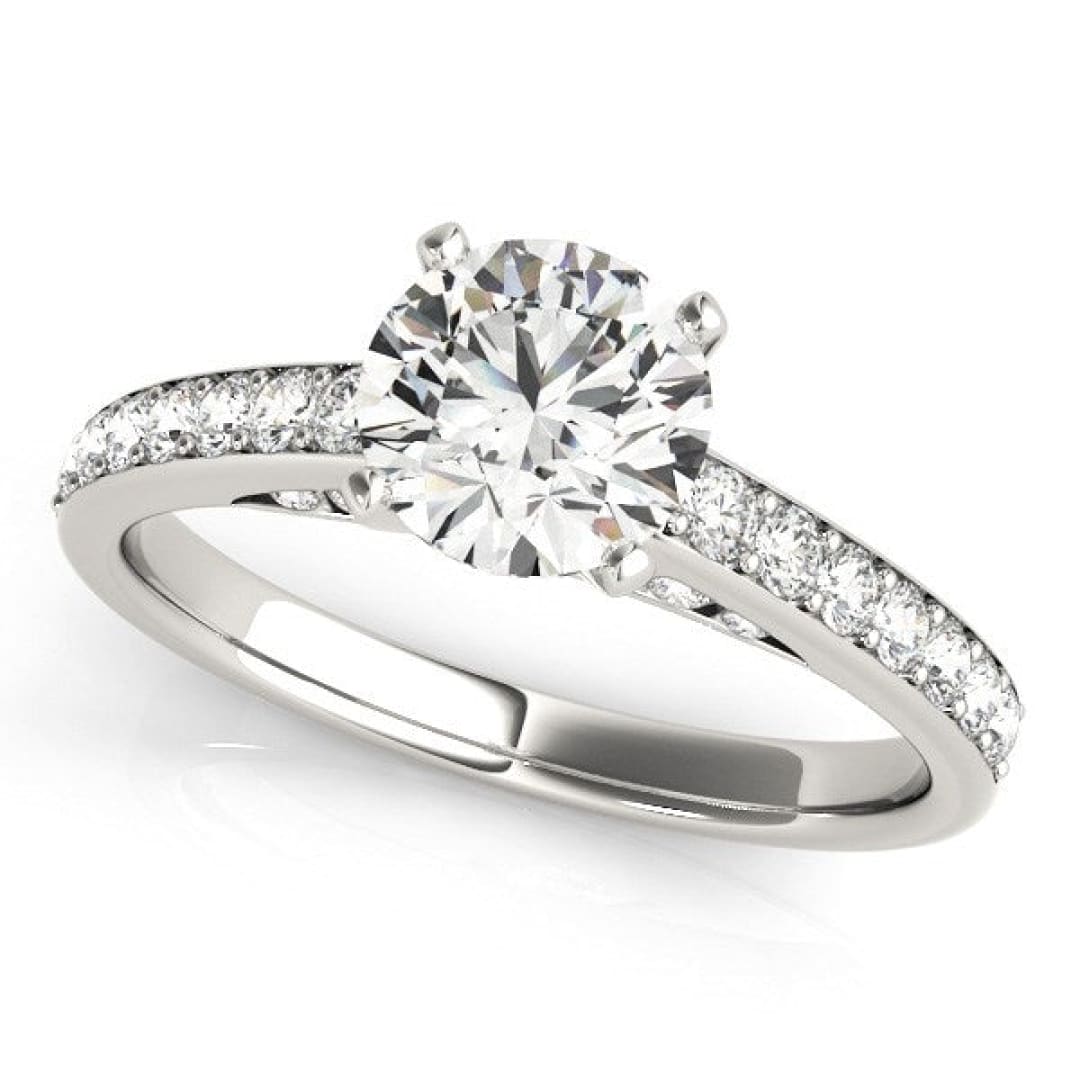 14k White Gold Single Row Prong Set Diamond Engagement Ring (1 3/8 cttw) | Richard Cannon