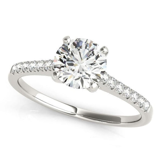 14k White Gold Single Row Scalloped Set Diamond Engagement Ring (1 1/8 cttw) | Richard